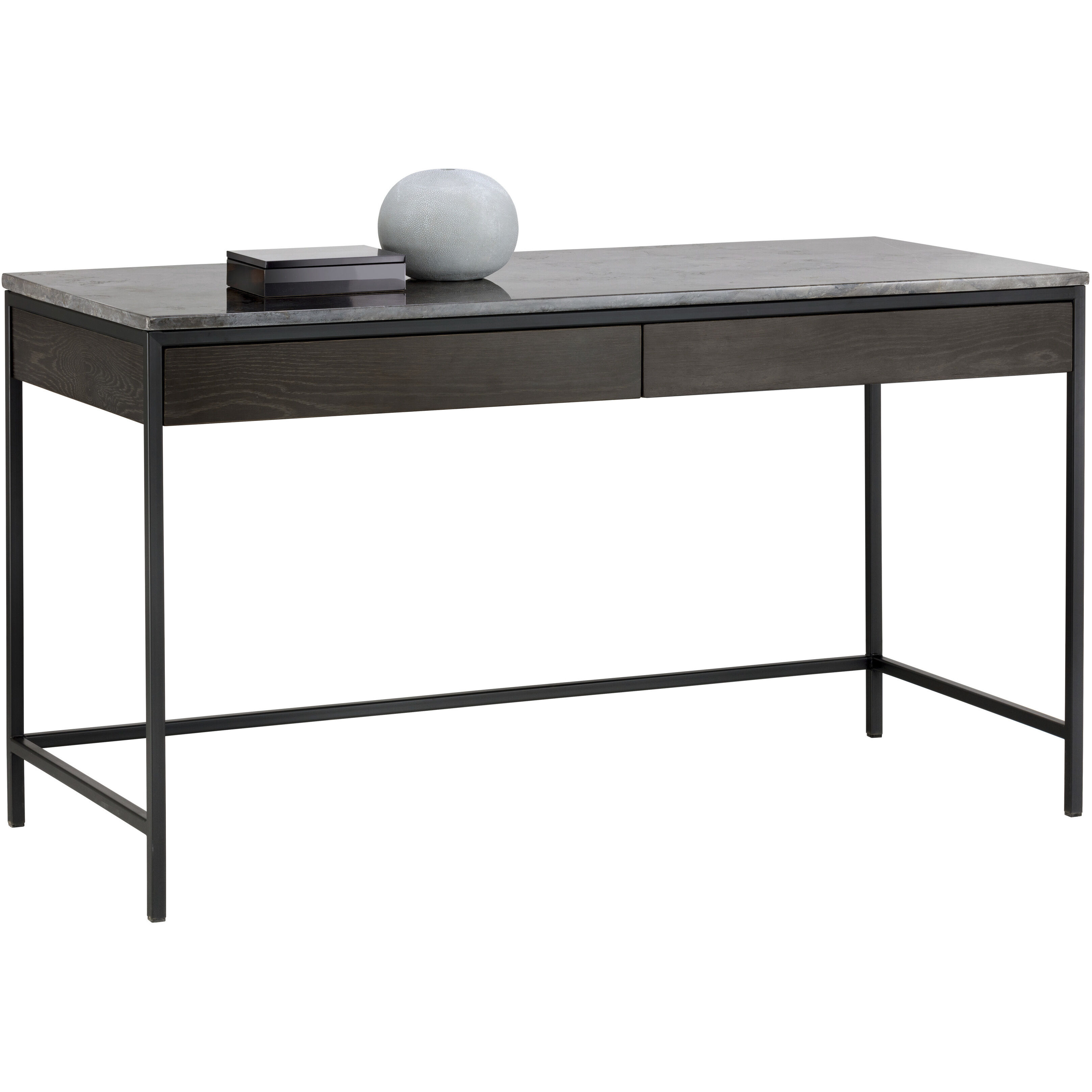 Stamos 55 X 23.5 inch Black / Grey Marble / Charcoal Grey Desk